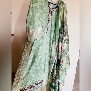 Indian Pakistani embroidery lawn cotton dress